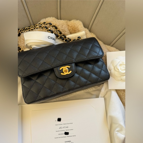 💞Authentic💞Chanel Classic Double Flap Bag Quilted Caviar Small Black GHW - Picture 14 of 14